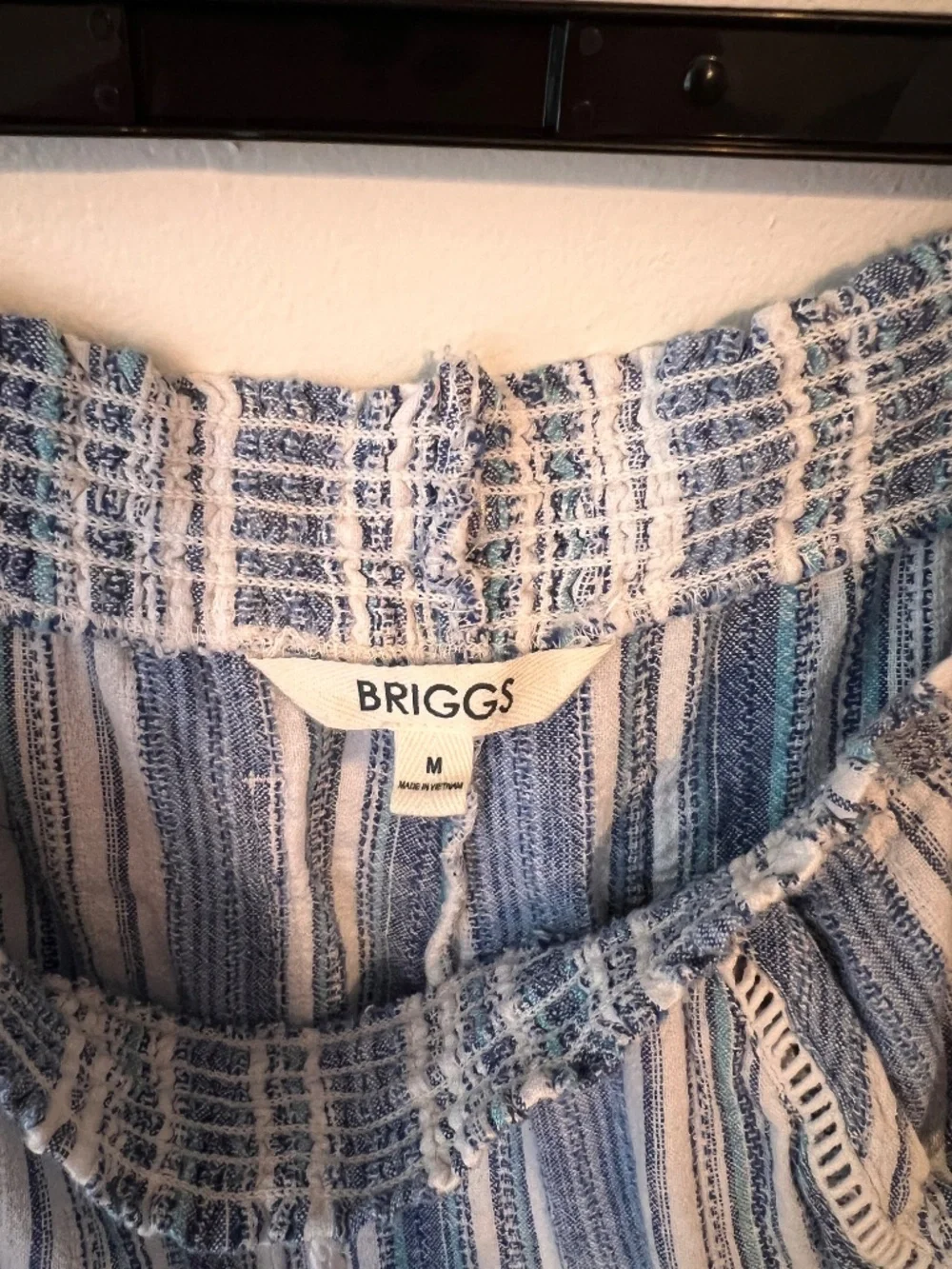 Briggs Blue and White Striped Linen Blend Shorts | Size M